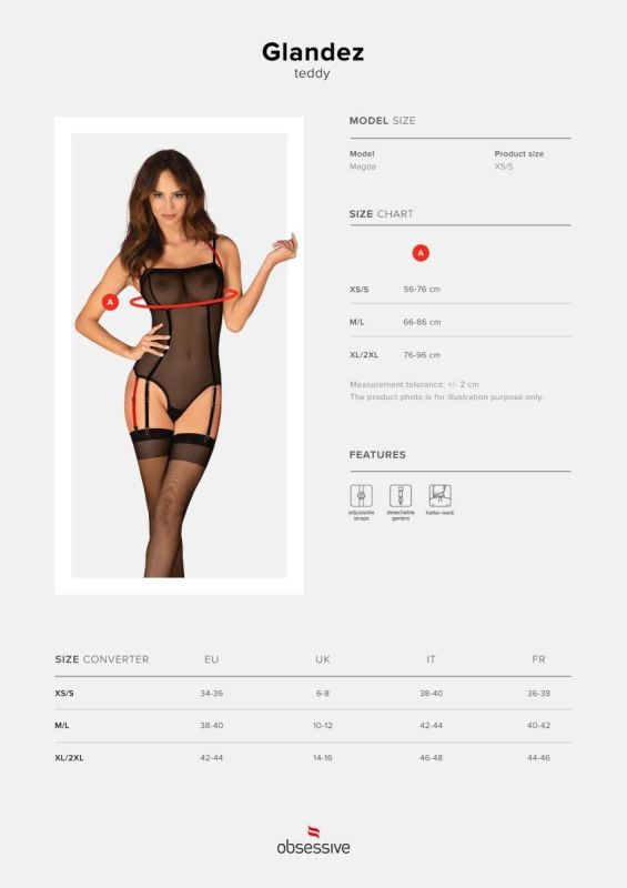 Боди полупрозрачное XS/S Glandez Obsessive, черное вид 8