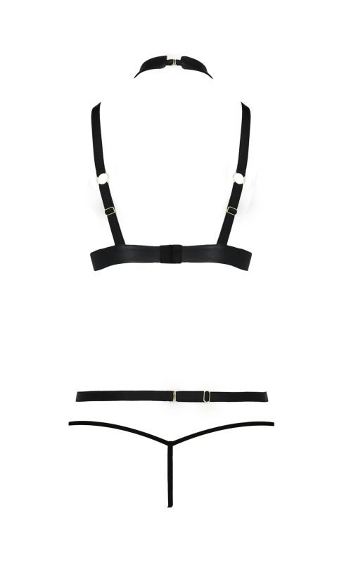 Комплект белья с чокером и стреп-лентами LAMIS SET black S/M - Passion вид 5
