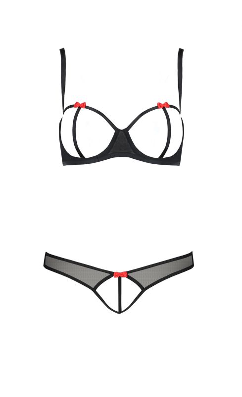 Комплект белья с открытым доступом HEIDI SET WITH OPEN BRA black S/M - Passion вид 4