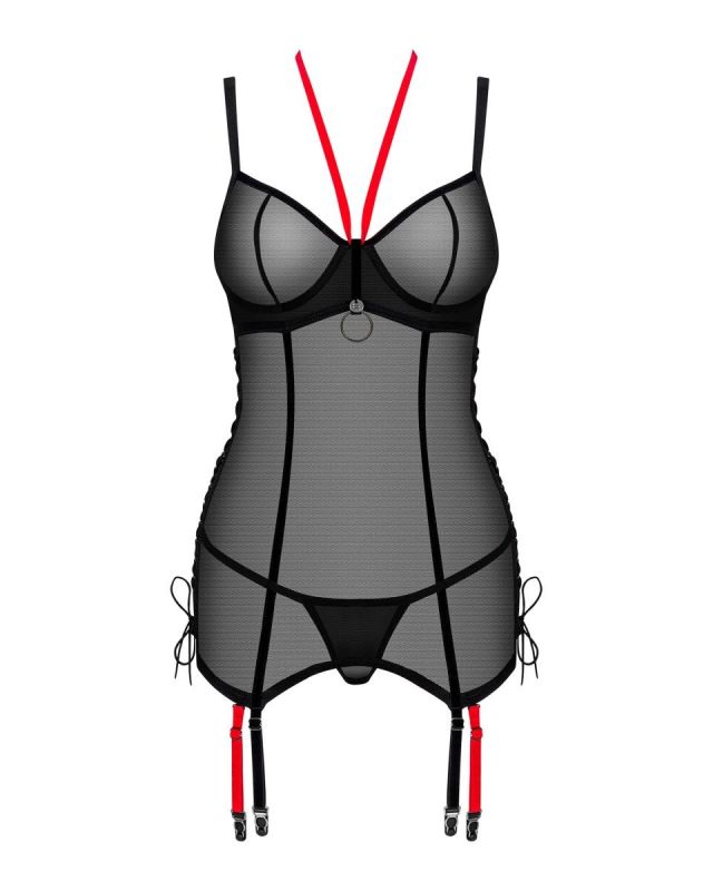 Корсет полупрозрачный XS/S Glandez Obsessive, со стрингами, черный вид 4