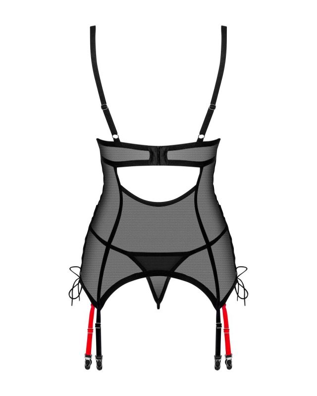 Корсет напівпрозорий XS/S Glandez Obsessive, зі стрінгами, чорний вид 5