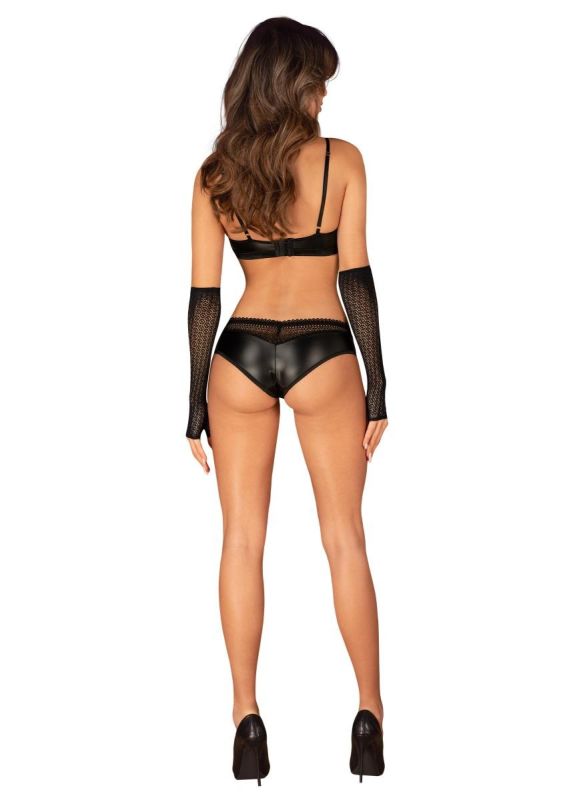 Ажурные перчатки до локтей A772 Obsessive, черные, One Size вид 5