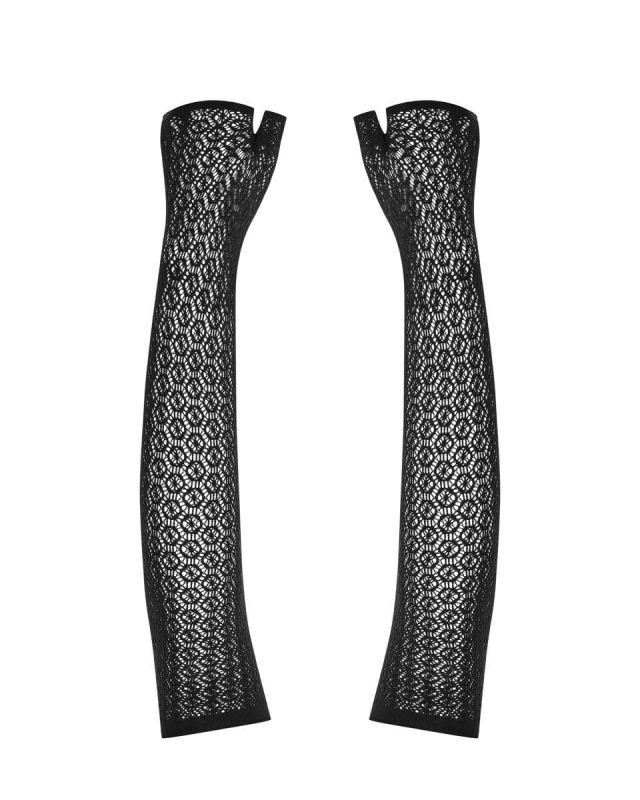 Ажурные перчатки до локтей A772 Obsessive, черные, One Size вид 6