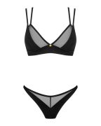 Комплект білизни із вставками із сіточки, Nesari 2-pcs set, чорний, XS/S