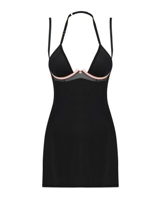 Комплект Пеньюар та Стрінги Obsessive Selinne chemise & thong XS/S (чорний)