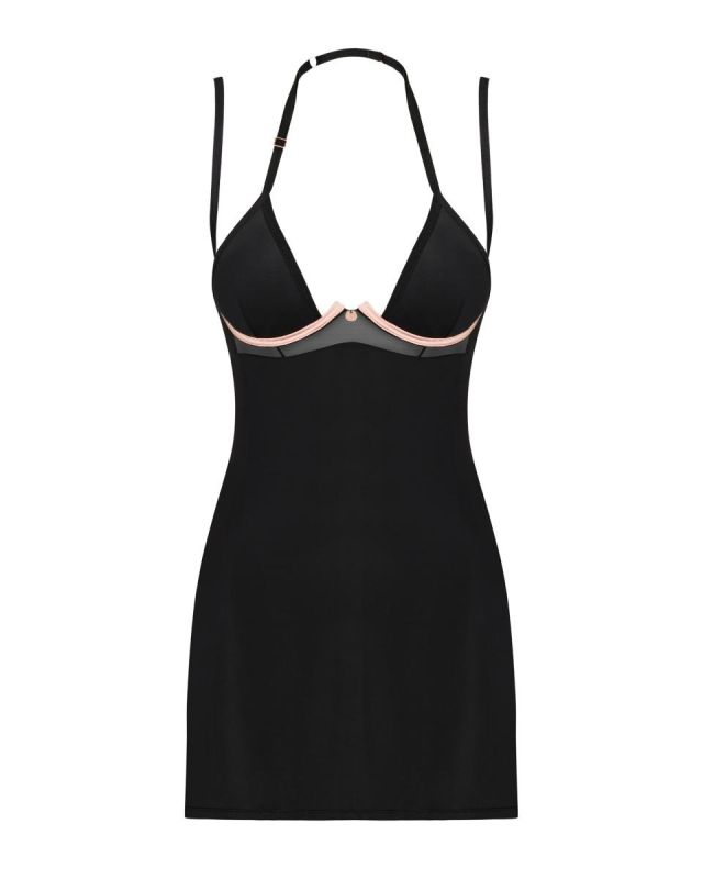 Комплект Пеньюар и Стринги Obsessive Selinne chemise & thong XS/S (черный) вид 6