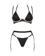 Комплект 3 предмета - лиф, стринги и пояс для чулков Selinne 3-pcs set, черный, XS/S