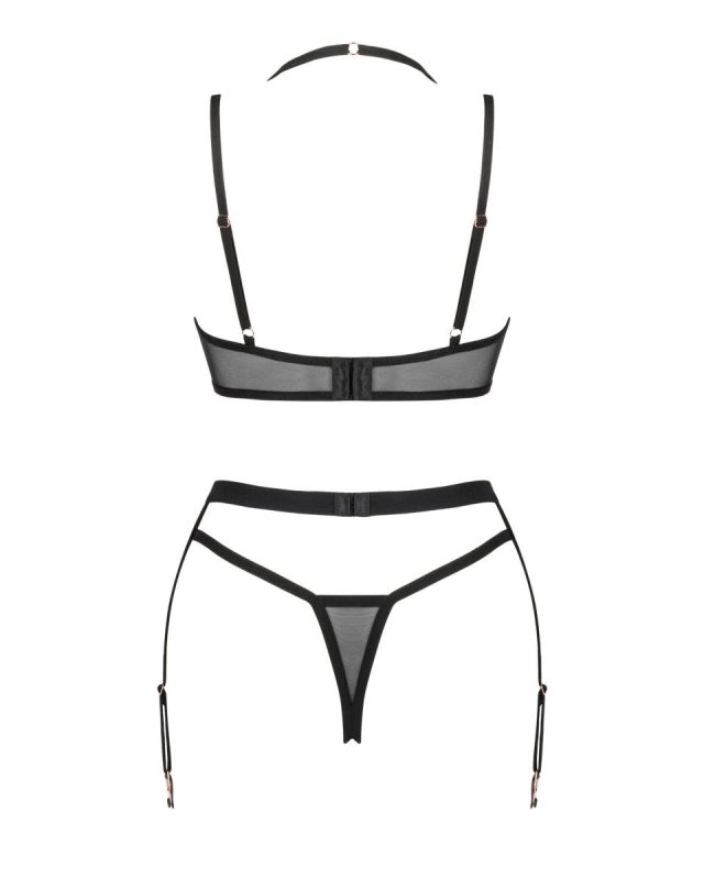 Комплект 3 предмета - лиф, стринги и пояс для чулков Selinne 3-pcs set, черный, XS/S вид 7