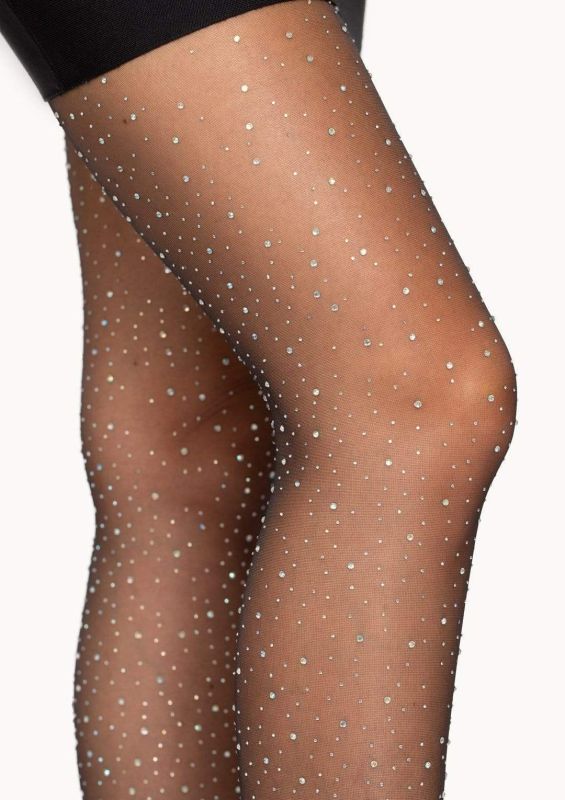 Колготки со стразами Leg Avenue Petra Sheer Rhinestone, черные, One Size вид 4