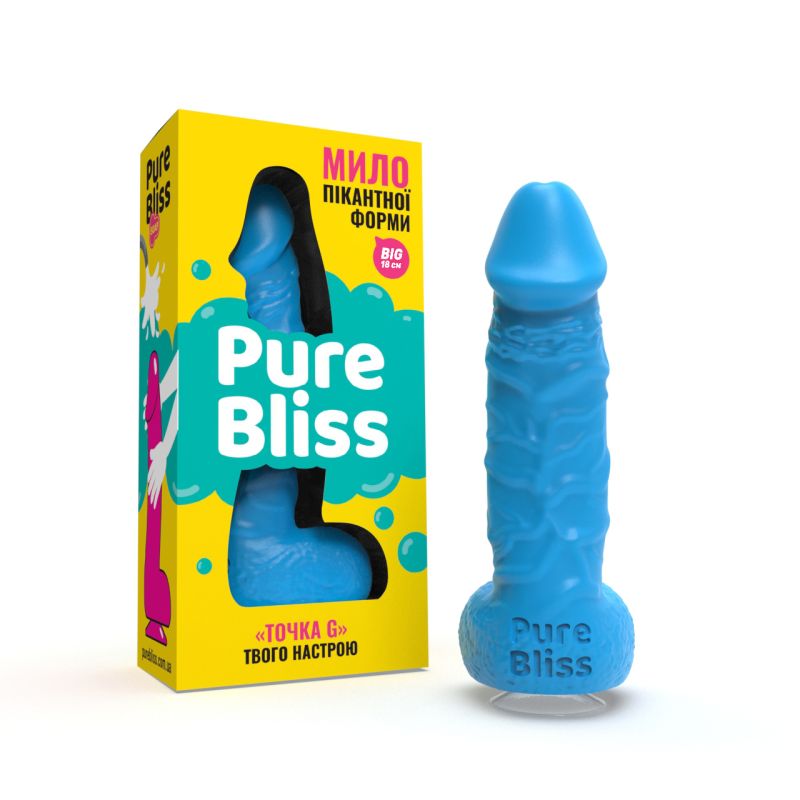 Мило член на присосці Pure Bliss BIG блакитне, 18 см вид 2