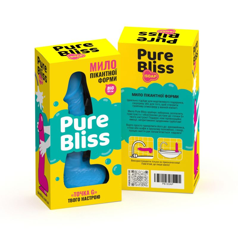 Мыло член на присоске Pure Bliss BIG голубое, 18 см вид 9