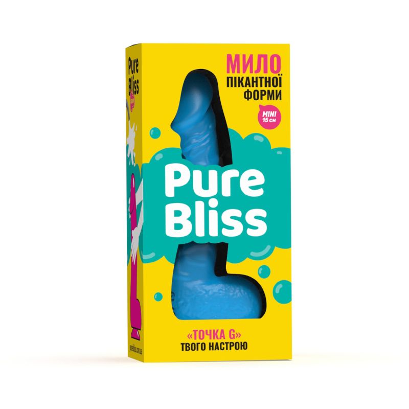 Мыло член на присоске Pure Bliss MINI голубое, 15 см вид 8