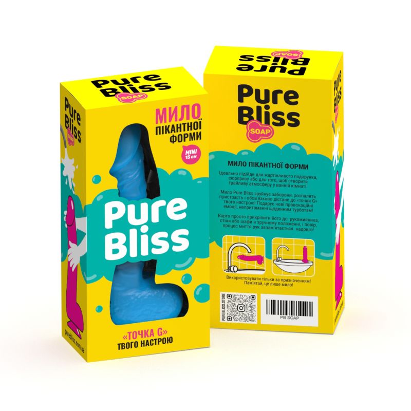 Мыло член на присоске Pure Bliss MINI голубое, 15 см вид 9