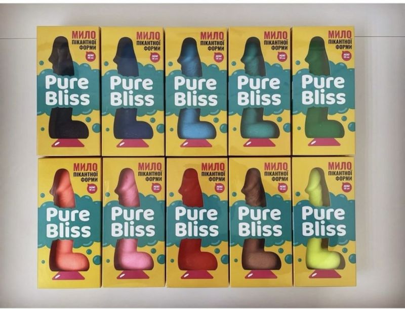 Мыло член на присоске Pure Bliss MINI голубое, 15 см вид 10