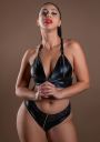Топ з відкритим доступом по грудях Daring Intimates Wetlook Bra With Zipper на блискавках, чорний, S