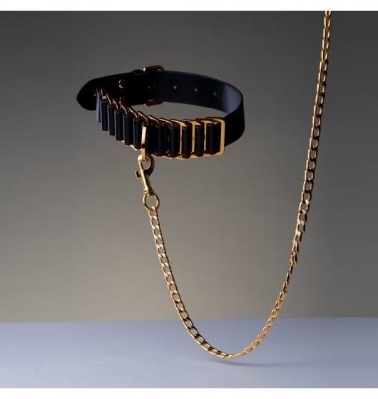 Чокер-ошейник UPKO Indulge In The Restraints с золотой фурнитурой, кожа, черный вид 6