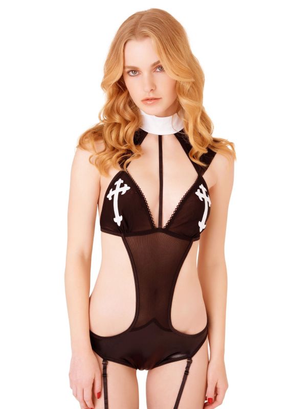 Костюм для рольових ігор Монашка Daring Intimates, чорний, S/M вид 4