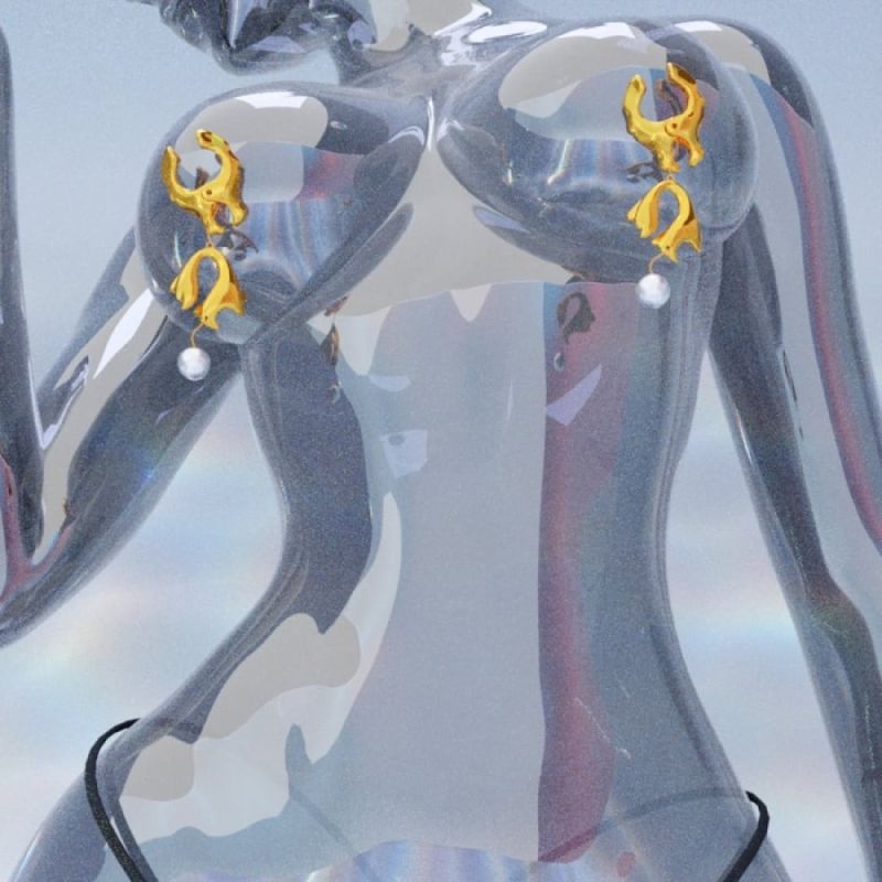 Фігурні затискачі на соски із перлинами UPKO Moist Eyes Pearl золотисті вид 3