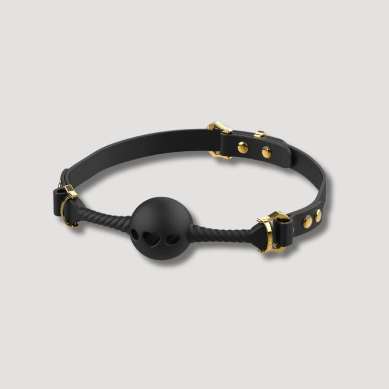 Кляп шарик с отверстиями в виде сердца UPKO Desire for Mouth Bondage Collection, черный вид 4