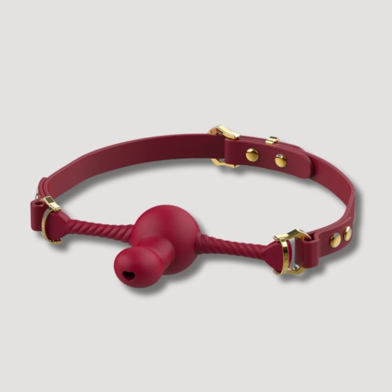 Кляп із фіксатором у формі дилдо UPKO Desire for Mouth Bondage Collection-Dildo, червоний вид 4