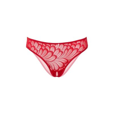 Трусики з квітковою аплікацією та відкритим доступом Daring Intimates червоний, S/M