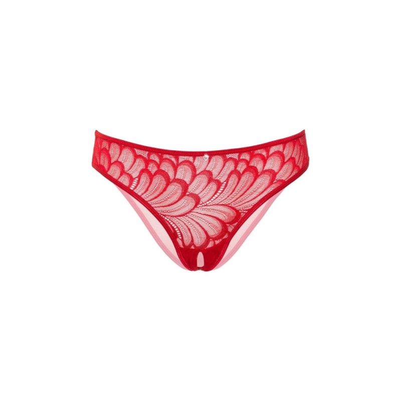 Трусики с цветочной аппликацией и открытым доступом Daring Intimates красный, S/M вид 5