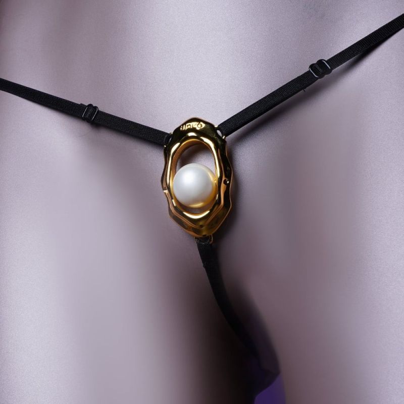 Стрінги з перлиною, що стимулює клітор UPKO Moist Eyes G-string, чорний вид 2