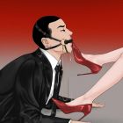 Портупея на голову UPKO з кляпом-вуздечкою та ланцюжком, шкіра, чорний вид 3