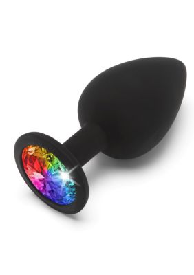 Анальная пробка Toy Joy Rainbow Booty Jewel с радужным кристаллом, черный, Large