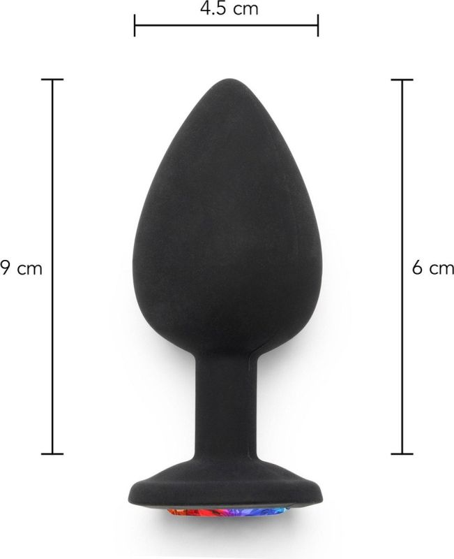 Анальна пробка Toy Joy Rainbow Booty Jewel з райдужним кристалом, чорний, Large вид 4