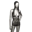 Боди-сетка в стразах с капюшоном CalExotic Hooded Deep V Bodysuit, черный