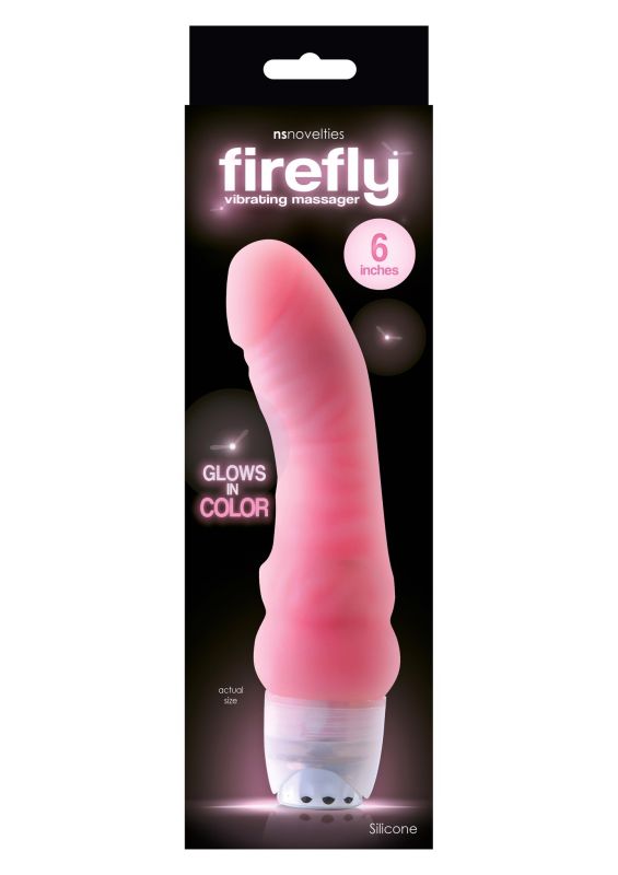 Вібратор реалістичний NS Novelties Firefly, що світиться в темряві, рожевий вид 2