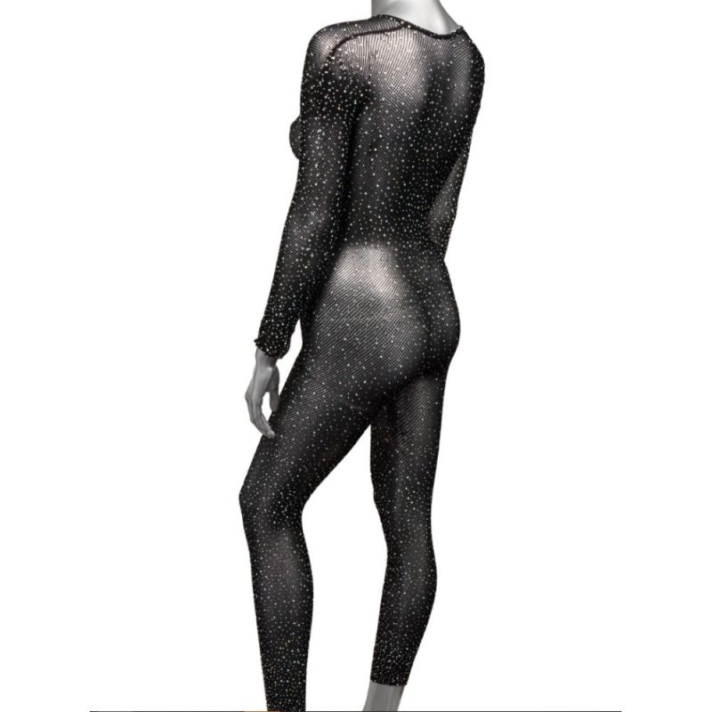 Комбінезон у сітку CalExotics з відкритим доступом та стразами, чорний вид 5