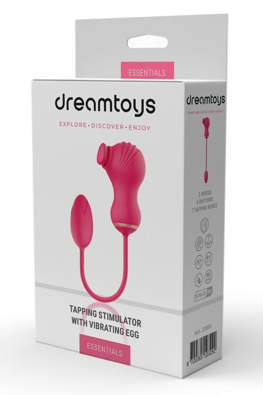 Гибкий двойной стимулятор и вибрационное яйцо Dream Toys Essentials, розовый вид 6