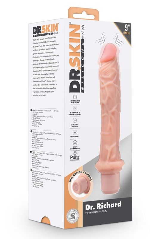 Вибратор реалистичный с выпуклыми венками Blush Dr. Skin Dr. Richard, бежевый вид 5