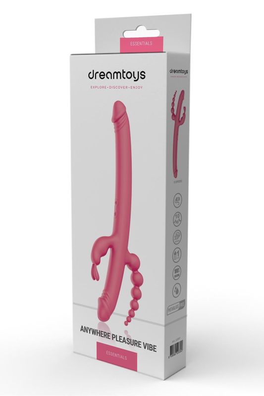 Вибратор с 4 стимулирующими концами Dreamtoys Anywhere Pleasure Vibe Essentials, розовый вид 6