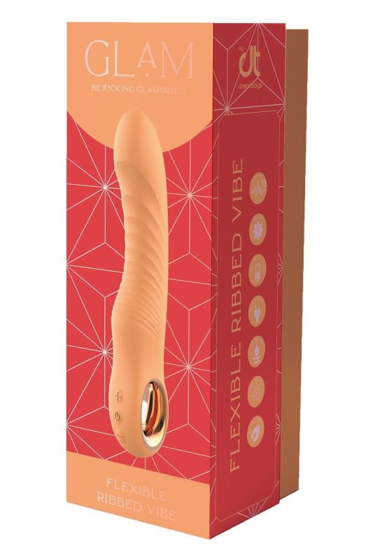Вібратор ребристий Dream Toys Glam Flexible Ribbed Vibe, помаранчевий вид 5