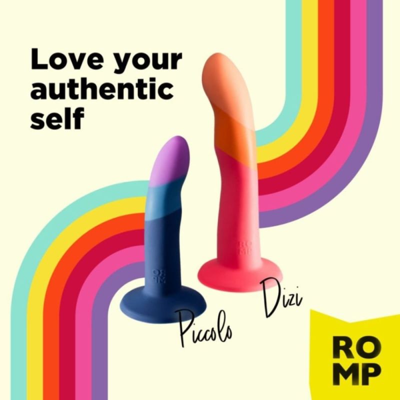 Насадка-фаллоимитатор для страпона ROMP Dizi цвет градиент: от красного до оранжевого вид 9