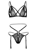 Комплект мереживний з підв'язками для панчіх Daring Intimates, чорний, S/M