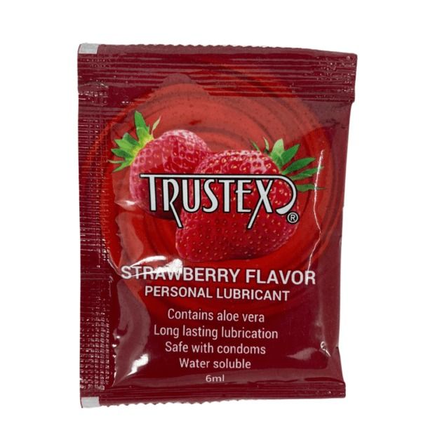 Саше/Лубрикант на водній основі Trustex Strawberry зі смаком полуниці, 6 мл вид 2