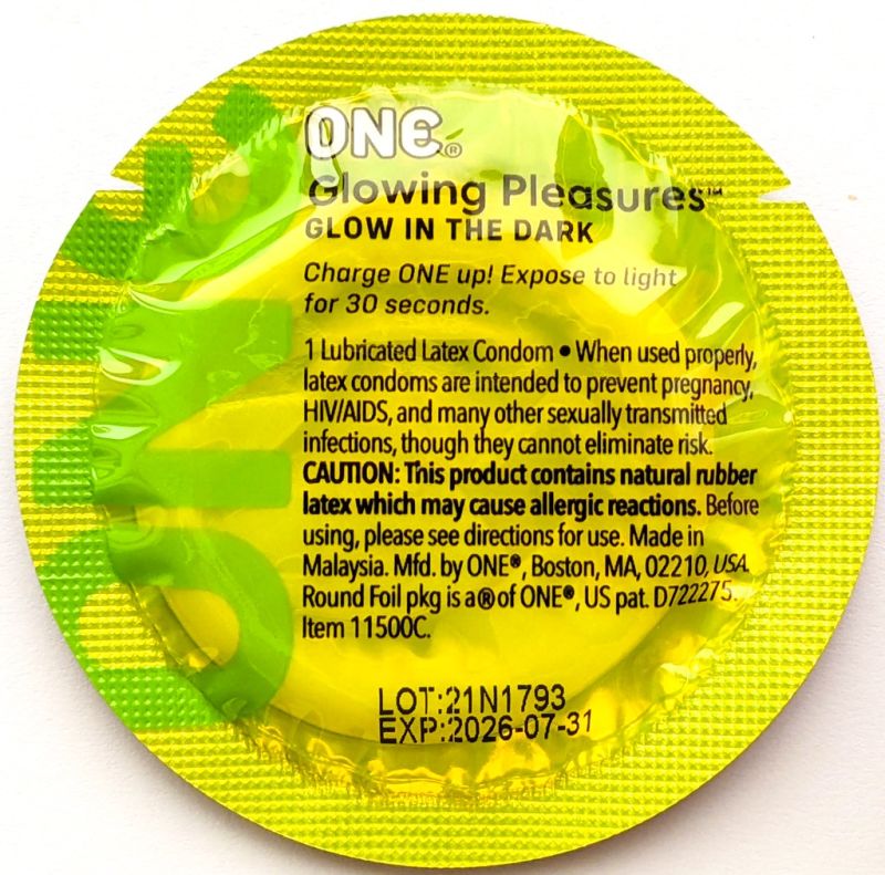 Набор флуоренцетных презервативов ONE Glowing Pleasures светятся в темноте (цена за упаковку,100 шт) вид 5