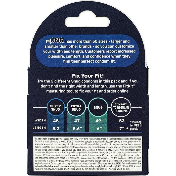 Набір презервативів латексних різних розмірів My ONE Snug Sampler (ціна за упаковку, 3 шт.) вид 3