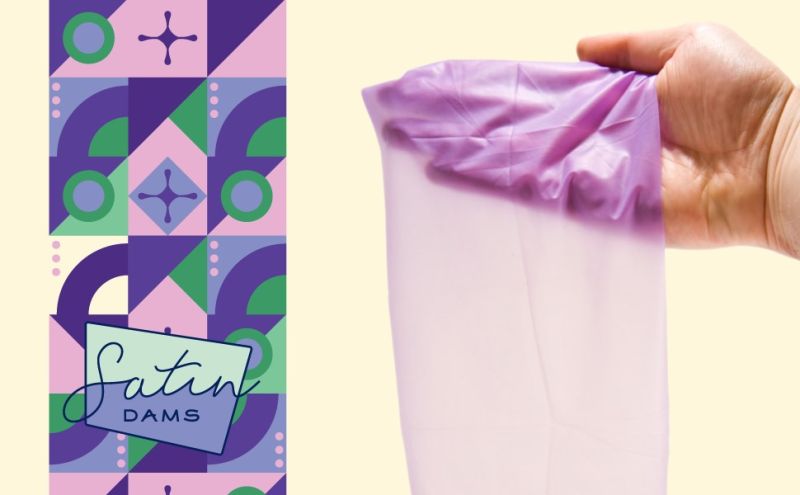 Салфетка латексная для орального секса Grape Satin One Latex Dams со вкусом винограда, 1 шт. вид 3