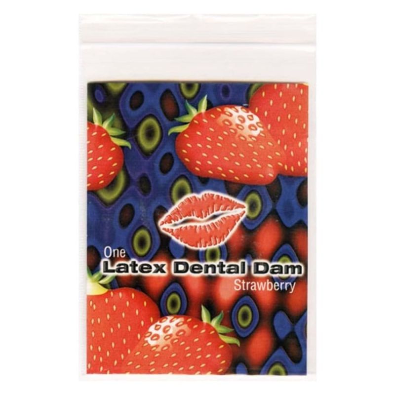 Серветка для орального сексу Strawberry Latex Dental Dams зі смаком полуниці, 1 шт. вид 2
