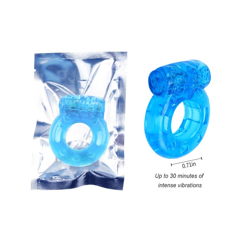 Эрекционное кольцо с вибропулей Chisa, голубое (цена за 1шт.) вид 2