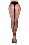 Прозорі колготки з чорним візерунком Ballerina´s Secret (20 den) та стрілкою ззаду, чорні, S/M