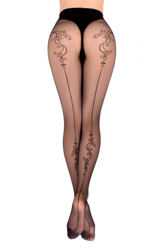 Прозрачные колготки с черным узором Ballerina´s Secret (20 den) и стрелкой сзади, черные, S/M вид 4