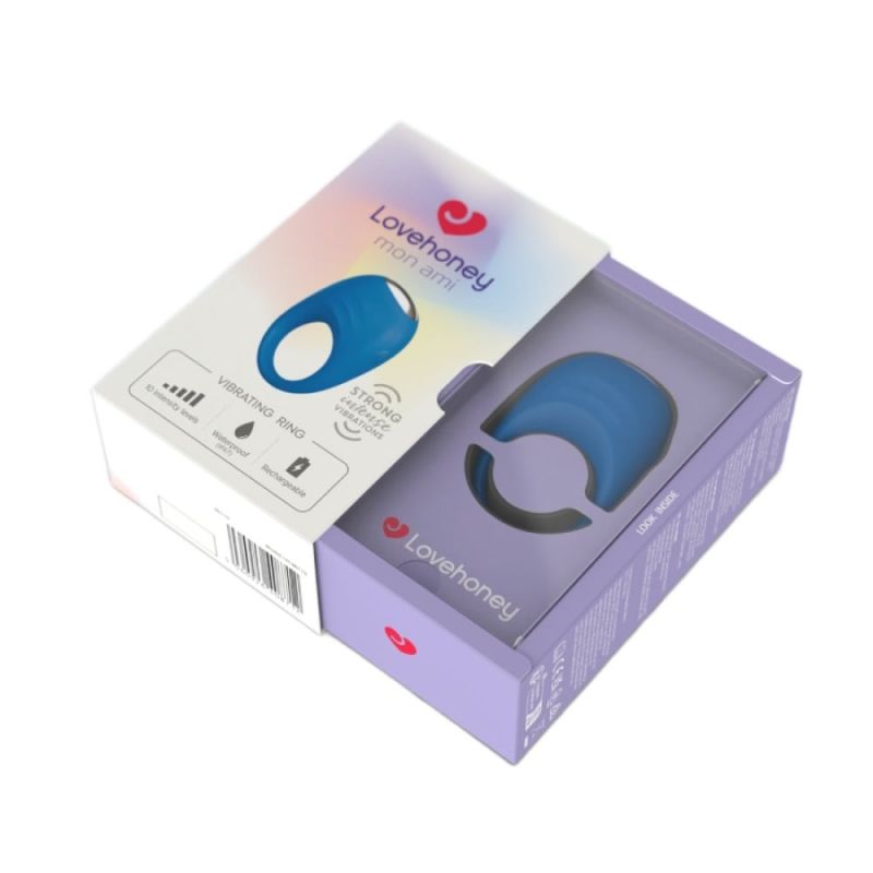 Эрекционное виброкольцо Lovehoney Mon Ami, голубое вид 8