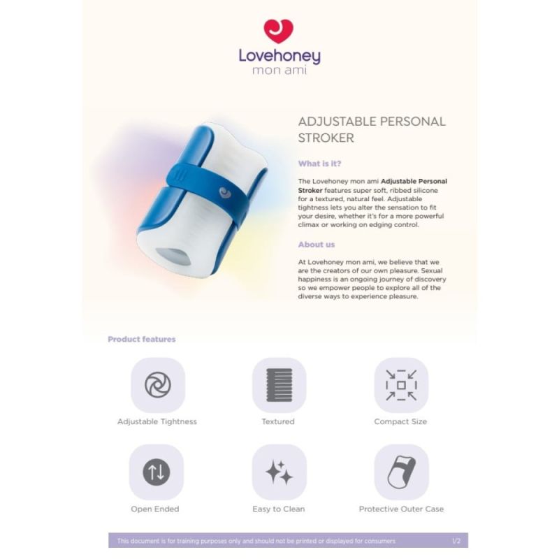 Мастурбатор Lovehoney Mon Ami Adjustable із відкритим каналом, біло-блакитний вид 4