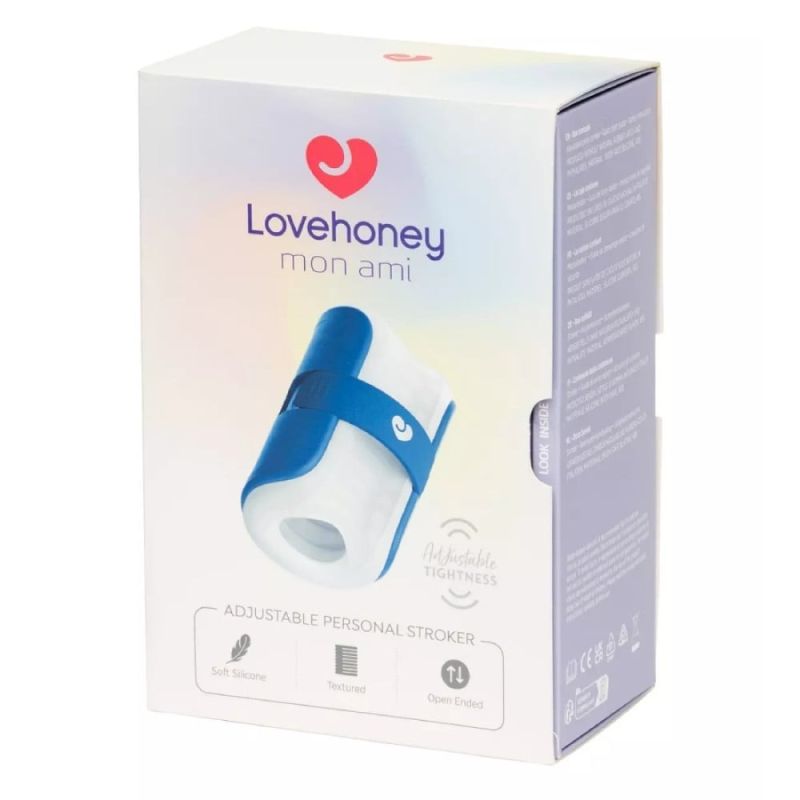 Мастурбатор Lovehoney Mon Ami Adjustable із відкритим каналом, біло-блакитний вид 5
